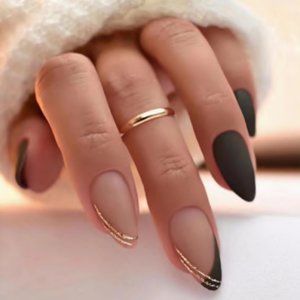 *BOGO* Almond Shape Black & Nude Press On Nails